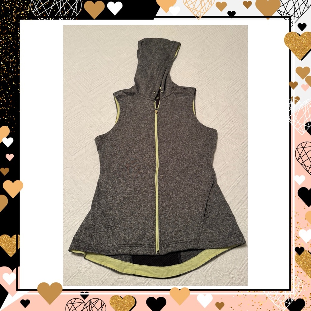 Women’s Tek Gear Warm Gear sleeveless hoodie jacket - gray and neon - small - Picture 13 of 13